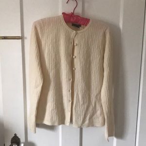 Daniel Bishop ivory cashmere cardigan sweater